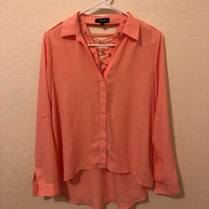 Coral button up top